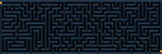 A pixel-art labyrinth: an entrance at the top left, an exit at the bottom right, and one dot for each visitor currently on the site.